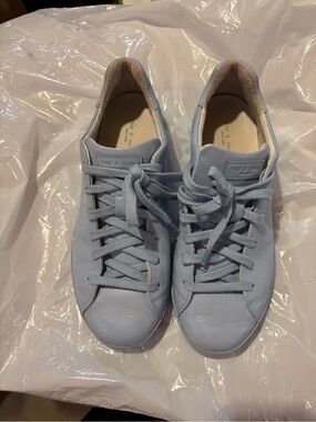 rag & bone Pale Blue Perforated Leather Lace-Up Sneakers
